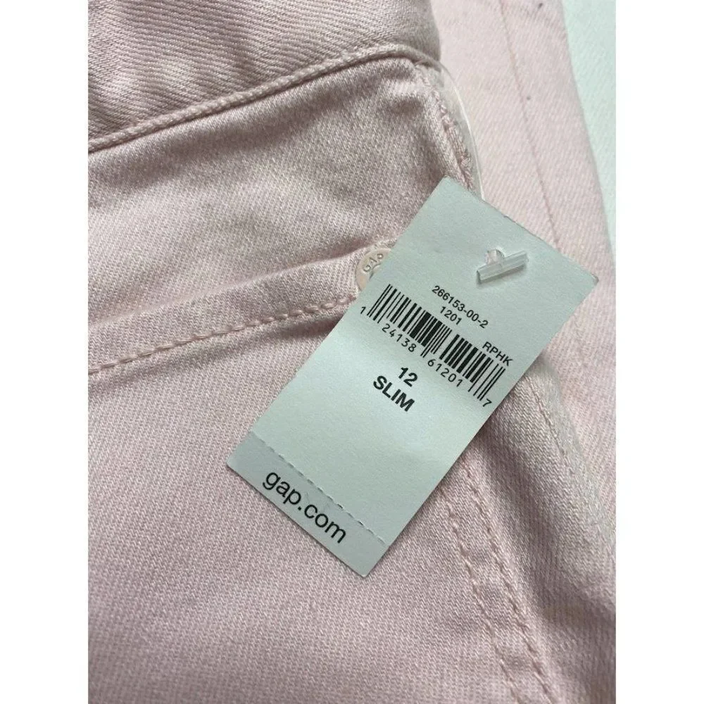 Girls Light Pink Denin Jeans Hearts Adjustable Waist‎ Super Skinny 12 Slim NEW